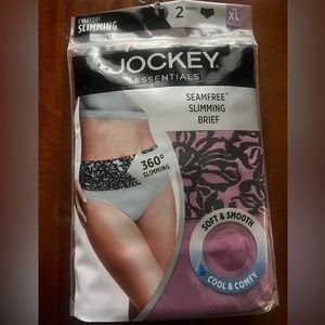 Jockey Essentials - TWO Pack Seamfree Slimming Briefs, Sz XL, color pink